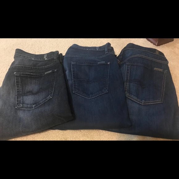 3 pair of 7 for all mankind men’s jeans. 32 33 34